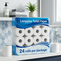 Papier toilette Langqiao de qualité stable, personnalisé, durable, 24 rouleaux, rouleau de papier toilette compostable pour atelier, usine et zone industrielle
