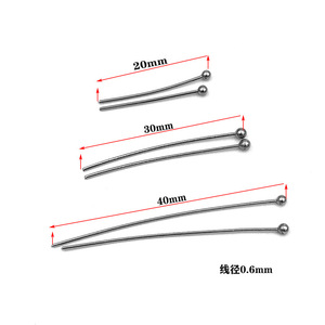 Stainless Steel Ball Needles 0.6mm Diameter 20 30 40mm Length Jewelry Making Beading <b>Pins</b> Round Smooth Shape Yiwu Origin - Product Image 1