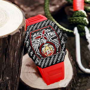 מותאם אישית יוקרה שעון חם אוטומטי חבית חם עיצוב תנועה מכני זוהר רצועת סיליקון עמיד למים גומי - Product Image 1