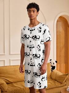 Pigiama estivo da <span class=keywords><strong>uomo</strong></span> con stampa panda, leggero, per casa e notte, simpatico - Product Image 5