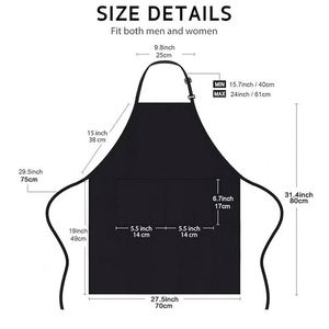 WSY353 Cooking Restaurants Cotton Polyester Man Woman Custom Logo Black Blank Bib <b>Kitchen</b> <b>Aprons</b> - Product Image 5