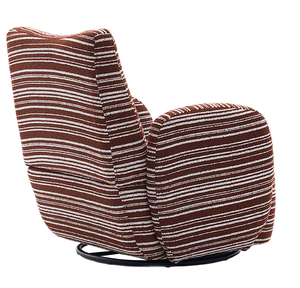 Fauteuil de loisirs ergonomique pivotant à 360° de style moderne avec accoudoirs en tissu rayé, design bordé de sable et support métallique pour salon - Product Image 5