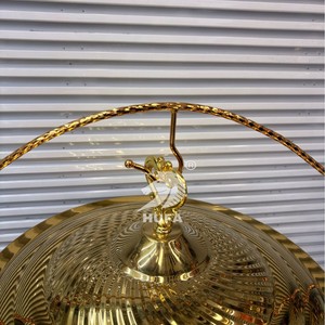 เตาอุ่นอาหารบุฟเฟ่ต์สแตนเลสทรงกลมสีทอง สำหรับใช้ในโรงแรมและร้านอาหาร - Product Image 4