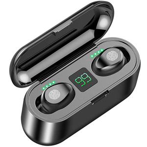 F9มินิสเตอริโอ BT V5.0ในหูกีฬา TWS ไร้สาย Powerbank หูฟัง