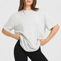 T-shirt classique surdimensionné et léger pour femmes, fabricant en gros, col rond, manches courtes, impression personnalisée du logo, t-shirt pour femmes