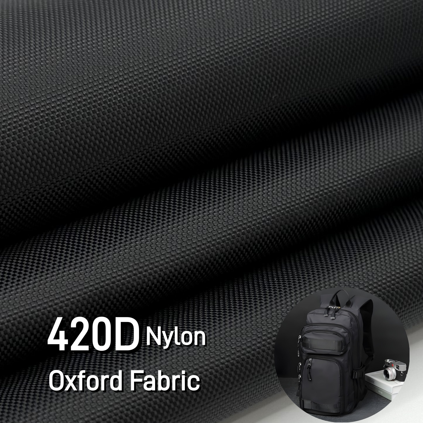 100% Nylon 420D Oxford Fabric Woven PU Coated Waterproof Lightweight Plain Fabric for Outdoor Bags Luggage & Garment