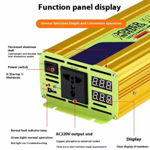 3000W Single Phase Mobile Power Supply Off-Grid 95% Efficiency 50/60Hz Correction Wave Feature Compressor Home Motor HJ12V-220V- - Product Image 4