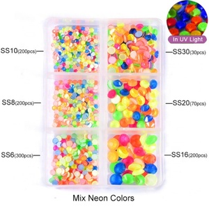 High Quality Neon Colors Flat Back Glass Rhinestones Non Hotfix Rhinestones Nail Crystal in Stock - Product Image 1