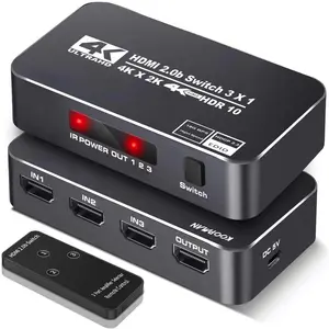 ITE 4K HDMI Switch 3 Port 4K 60Hz HDMI2.0 3 In 1 Out Switcher Selector Box with Remote Supports HDCP2.2 for PS4 Xbox Switch HDMI
