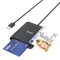 二合一 NFC 非接触式智能卡读卡器 USB 2.0 ISO7816 ISO14443 USB-A 接触式芯片 ID 卡写入器，适用于 Windows Mac Linux
