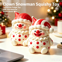 Jouet anti-stress souple à rebond lent en forme de clown de Noël ou bonhomme de neige, boîte surprise cadeau de vacances
