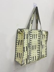 Ziana Handmade Quilted Cotton Tote <b>Bag</b> Women Eco Friendly <b>Drawstring</b> Closure Shoulder Strap Boho Printed <b>Large</b> Shopping <b>Bag</b> - Product Image 4