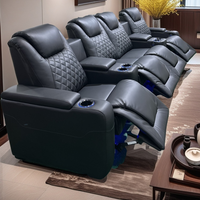 Modernes Home Rec lining Cinema Furniture Set Rotes Echt leder mit Power-Funktionen und einfachem Griff Ausziehbarer Rahmen