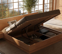 Cama Baja de Madera Estilo Tatami Nórdico para Apartamento y Dormitorio, Cama de Madera para Habitación Estándar de Hotel, Camas Modernas y Sencillas con Almacenamiento a Nivel de Suelo