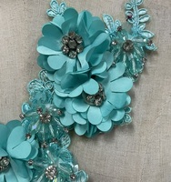 Applique en dentelle 3D brodée à la main, motif floral, pour corsage