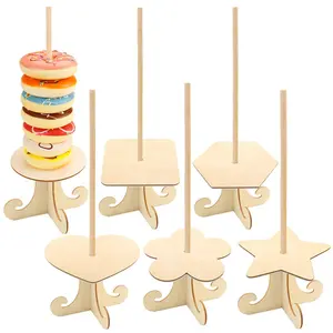 Soporte de madera para Donuts, Decoración de mesa para fiesta de cumpleaños y Baby Shower