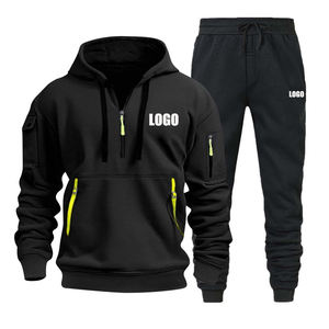 Conjunto de Sudadera con Capucha de Algodón Ecológico de Alta Calidad para Hombre, Otoño Invierno, con Múltiples Bolsillos con Cremallera - Product Image 1