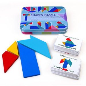 Juego de Bloques de Madera con Patrones para Viajes, Rompecabezas Montessori Educativo para Niños, Regalo, Juego de Ingenio, 50 Patrones, <span class=keywords><strong>Tangram</strong></span> - Product Image 1
