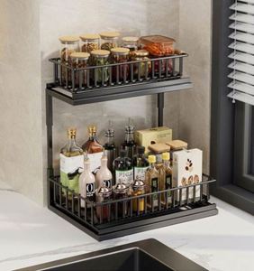 Solid Wood Kitchen Storage Rack, Seasoning <b>Basket</b>, Kitchen <b>Sink</b> Cabinet, Modern Shelf - Product Image 3