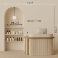 YS-0881 Bureau de réception carré commercial moderne en bois durable et écologique, hauteur réglable, éclairage LED, salons de beauté