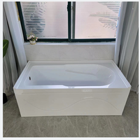 Baignoire autoportante rectangulaire en acrylique blanc avec jupe avant, moderne, portable, écologique, garantie 5 ans, pour salle de bain intérieure
