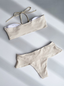 Ensemble de maillot de bain bikini 2 pièces push-up bandeau pour femme, écologique, respirant et anti-UV - Product Image 3