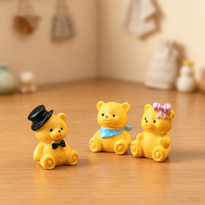 Ornements d'ours en résine peints à la main Kawaii, figurines miniatures d'ours en peluche pour <span class=keywords><strong>jardin</strong></span> féerique, décoration de bureau, cadeaux de fête, artisanat DIY - Product Image 2