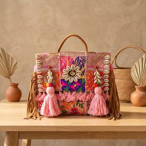 Fashionable Women's Genuine Leather Lightweight Waterproof Zipper Indian Traditional Style Large Capacity Casual Handbags - Product Image 1