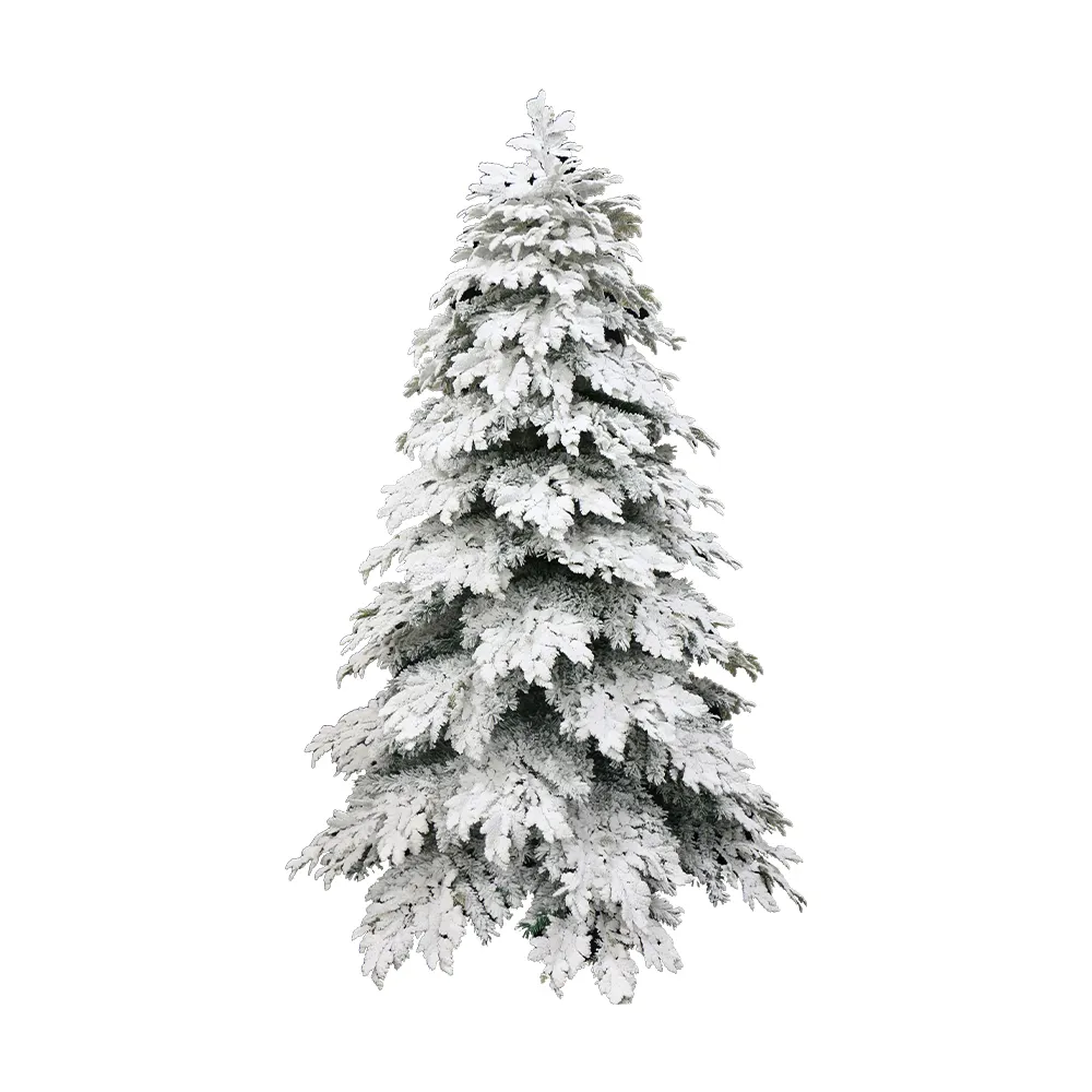 Commercial Customized Wholesale Christmas Decoration PET Pine Needle Plastic Artificial Snow Christmas Tree With Flock Snow