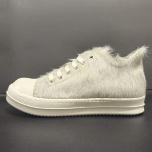 Premium Luxury Black Long Horsehair Platform Skate <b>Shoes</b> Anti-Slip Serrated Rubber Outsole Dark Niche Designer Trendy Sneakers - Product Image 4