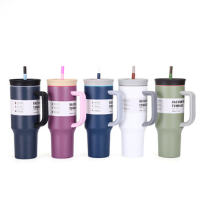 Vacuum Insulated Tumbler 40 Oz Stainless Steel <b>Double</b> <b>Wall</b> Travel <b>Mug</b> With Straw And Handle For Hot Cold Drinks - Product Image 1