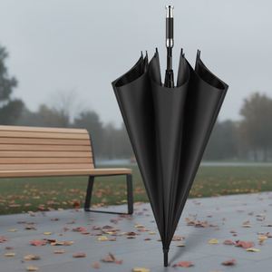 Parapluie de golf automatique anti-UV de haute qualité, personnalisé, noir, avec revêtement noir pour la pluie et le soleil - Product Image 4