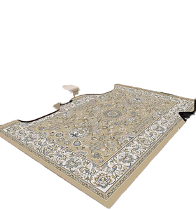 Zara — Tapis persan floral tissé à la main aux couleurs unies |   Ivoire et crème |   Mélange de laine et de coton |   Tailles personnalisées disponibles - Product Image 1