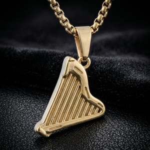 Harp Pendant Gold Plated Stainless Steel Vintage Charm Everyday Wear 3.0x60cm Link <b>Chain</b> - Product Image 1