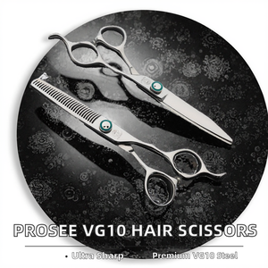 Tijeras de Peluquería PROSEE 5.5 6.0, Acero Inoxidable, Profesionales, de Salón, Modelo Champion, con Dientes en V, 30 Dientes, para Diestros - Product Image 2