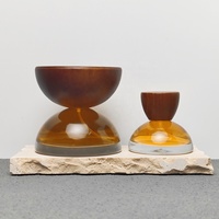 Flacons de parfum à l'huile arabe de 30 ml et 100 ml, design hémisphérique sérigraphié, avec bouchons en bois et vaporisateur à pompe