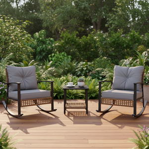 Conjunto de Muebles de Bistró Modernos para Patio Exterior, con Cojines Gruesos y Suaves, Mesa de Centro de 2 Niveles - Product Image 1