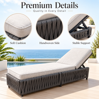 Chaise longue en rotin de haute qualité avec dossier réglable, coussin épais, plusieurs options de couleurs