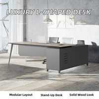 Bureau de direction convertible en L au design moderne, très demandé, pour bureau d'usine ou de secrétaire, en stock