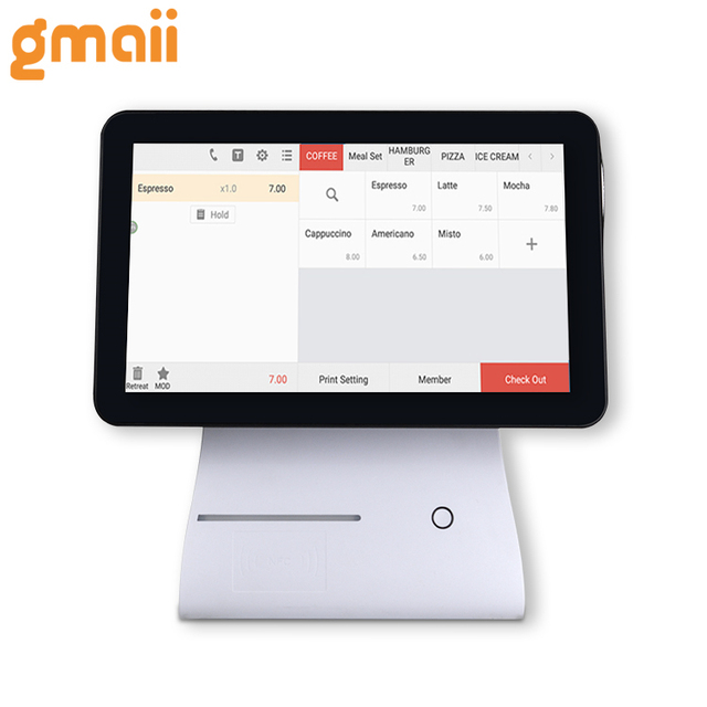 Gmaii Factory Desktop Pos Terminal with Fingerprint Reader Dual Sim Tablet Pc All in One Desktop