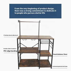 Étagère de rangement de cuisine, étagère à livres, panier en fil métallique, support pour four à micro-ondes, support en métal avec dos en MDF, étagères de <span class=keywords><strong>boulanger</strong></span>, chariot de rangement de cuisine - Product Image 3