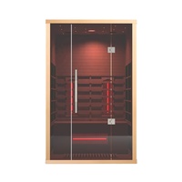 Ruang Sauna Terapi Cahaya Merah Kompak untuk Satu Orang Qizhou Home Spa, Kabinet Sauna Kering Inframerah dengan Kayu Hemlock Kanada