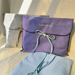 Custom 12oz Cotton <b>Envelope</b> Pouch Ribbon Tie Closure Embroidered Logo for Clothes Shoes Handbags-for <b>Gift</b> Packing Flap Sealing - Product Image 3