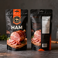 Sachet d'emballage alimentaire personnalisé en nylon plastique pour saucisses, pochette verticale pour jambon, emballage sous vide et surgélation