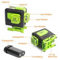 Huepar Télécommande 903DG Pour Carrelage, vert auto-nivelant 360 degrés Horizontal et Vertical 12 Multi ligne 3D Niveau Laser