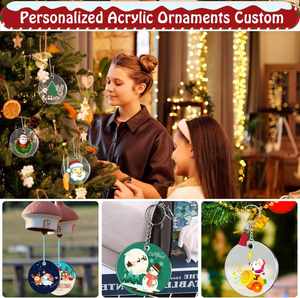 High Quality UV Custom Personalized Acrylic <b>Christmas</b> <b>Tree</b> Ornaments Laser Engraving Shatterproof Waterproof European Style - Product Image 2