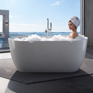 Baignoire autoportante en acrylique blanche de style moderne, baignoire indépendante pour la maison et l'hôtel - Product Image 2