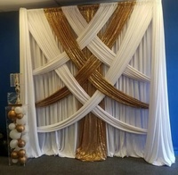 Rideau de scène de mariage, toile de fond de scène, rideau de fête, ensemble complet bleu, rose, jaune