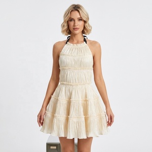 Abito Trendy Senza Maniche con Dettagli Arricciati e Allacciatura Halter, Vestito <span class=keywords><strong>Sexy</strong></span> Aderente in Vita per Appuntamenti 2026 - Product Image 1
