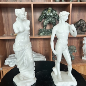 Statue en marbre naturel de style européen Statue de déesse <span class=keywords><strong>nue</strong></span> de Vénus et David pour la décoration intérieure - Product Image 2